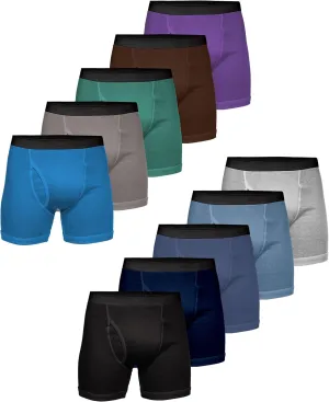 Andrew Scott Big & Tall Men's Cotton Boxer Briefs | Multi Packs Colors Underwear Sizes S to 8XL