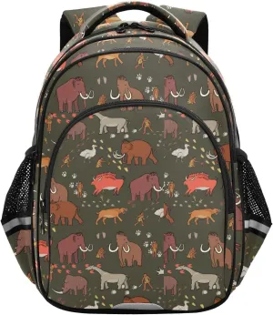 Animal Mammoth Pattern Backpack for Kids Elementary School Bag Girls Boys Bookbag Travel Backpack Daypack