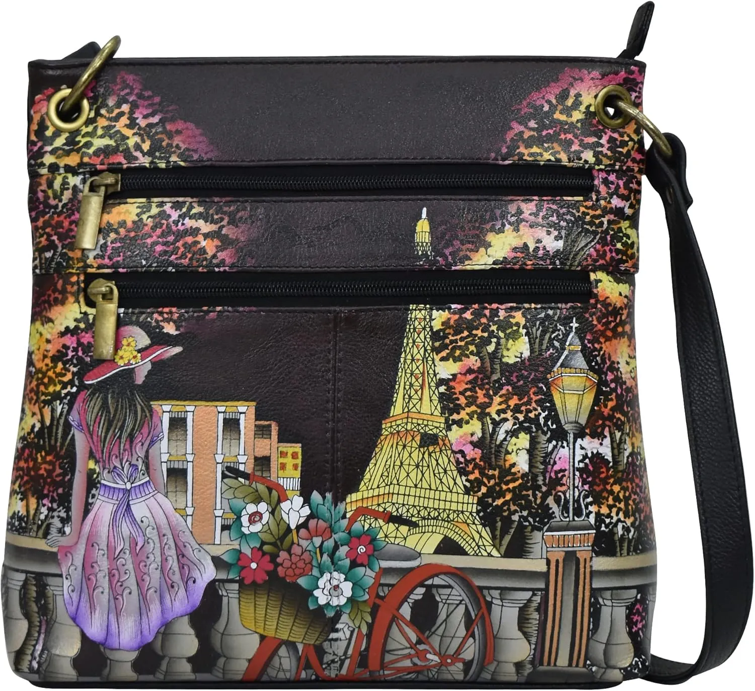 Anna by Anuschka Women’s Original Hand-Painted Leather Medium Shopper Crossbody