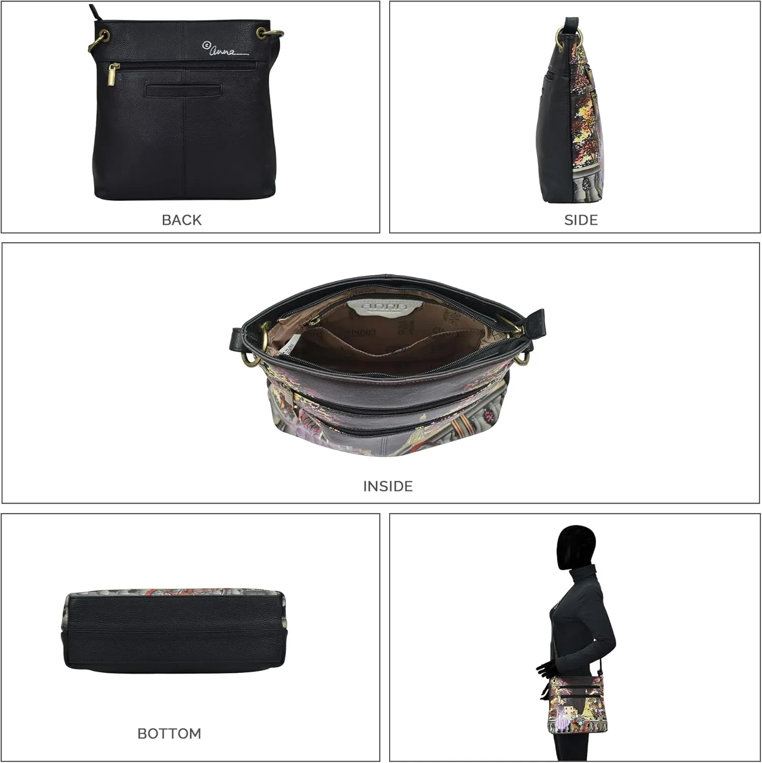 Anna by Anuschka Women’s Original Hand-Painted Leather Medium Shopper Crossbody