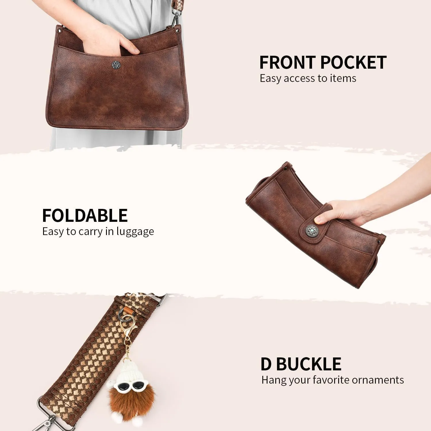 APHISON Crossbody Bags For Women Trendy 2PCS Vegan Leather Hobo Handbags Purses Wallet Set Shoulder Bucket Bag with 2 Strap
