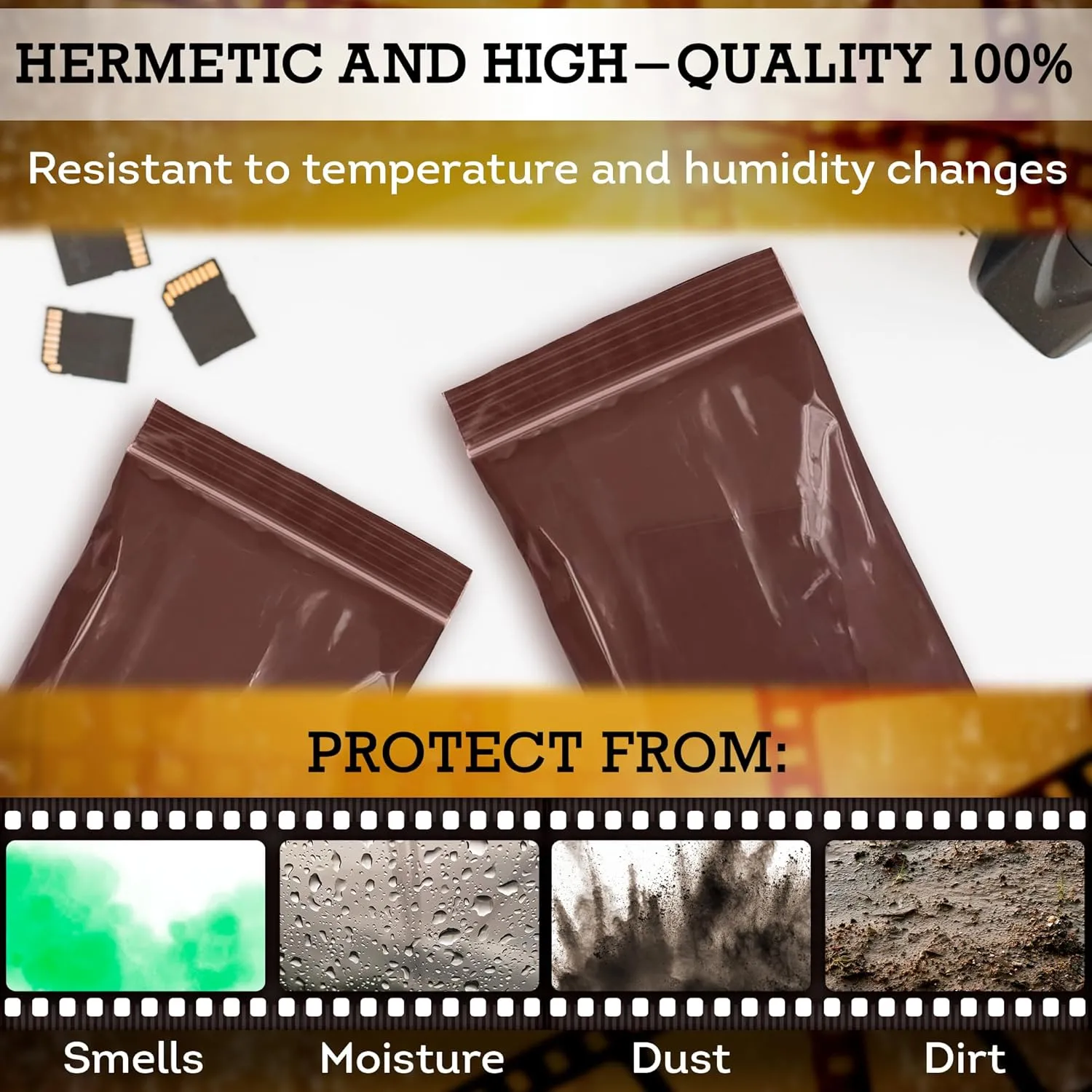 APQ Amber Zip Bags for Packaging, 4 x 6 Inch. 100 Pack UV Resistant Reclosable Poly Bags. 3 Mil Reclosable Plastic Bags with Zipper Closure. Waterproof Reclosable Zipper Bag. Plastic Zip Baggies
