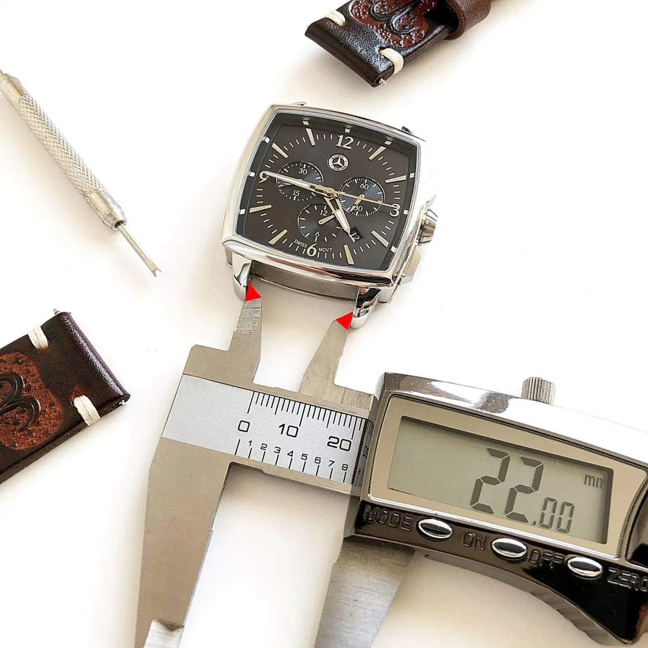 Aquarius Zodiac Set Genuine Brown Leather 22mm Tooled Embossed Crafted Band Strap Bracelet Watch Kit for Watches and 25" Inch Pendant Necklace