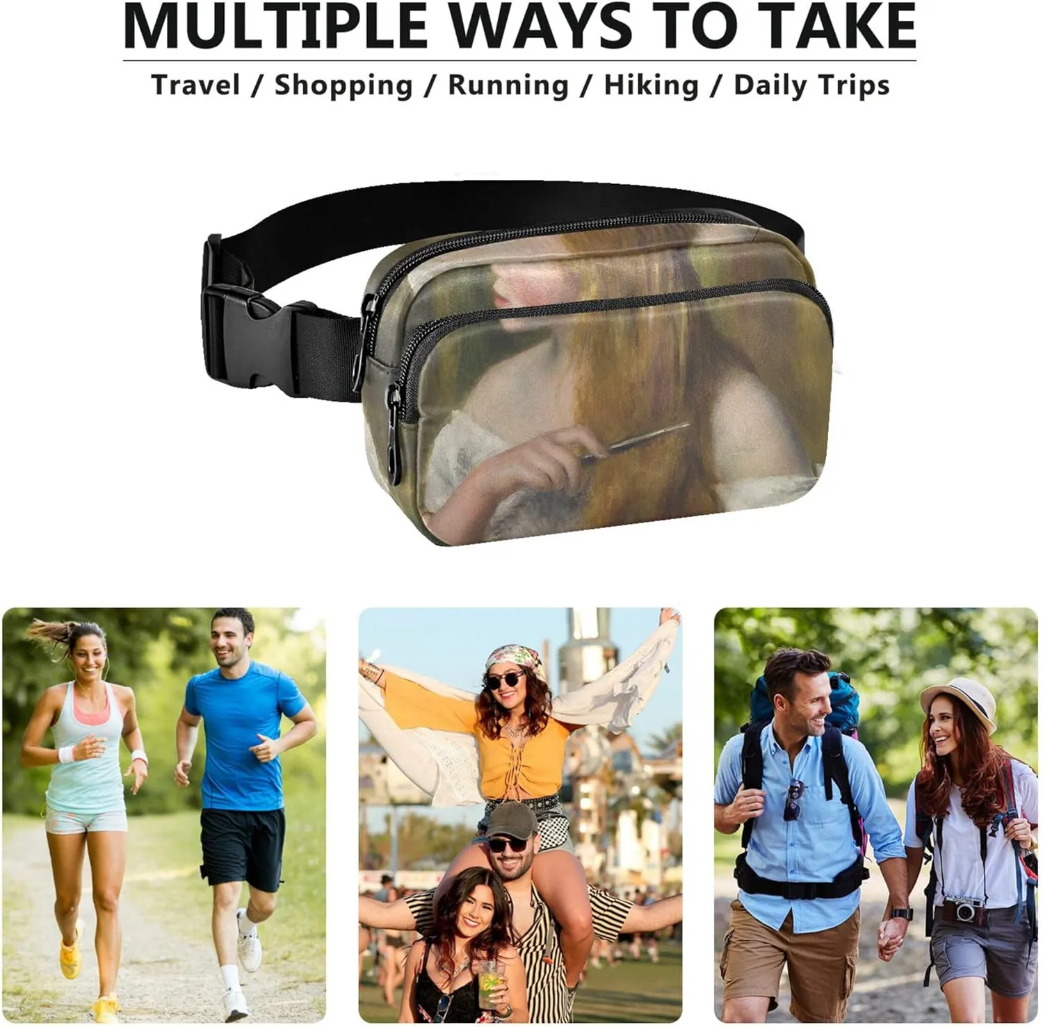 Auguste Renoir Prints Beauty Lady Fanny Pack for Women Waterproof Belt Bags Hip Pack Cute Waist Pouch for Women