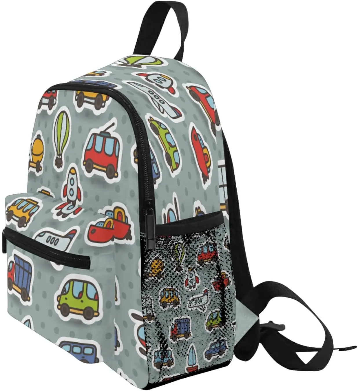 AUUXVA Bus Cars Taxi Rocket Boat Kids Toddler Backpack for Men Women,Preschool Shoulder Bag School Bookbag Backpack for Boy Girls Student Baby Diaper Bag Nursery Bag