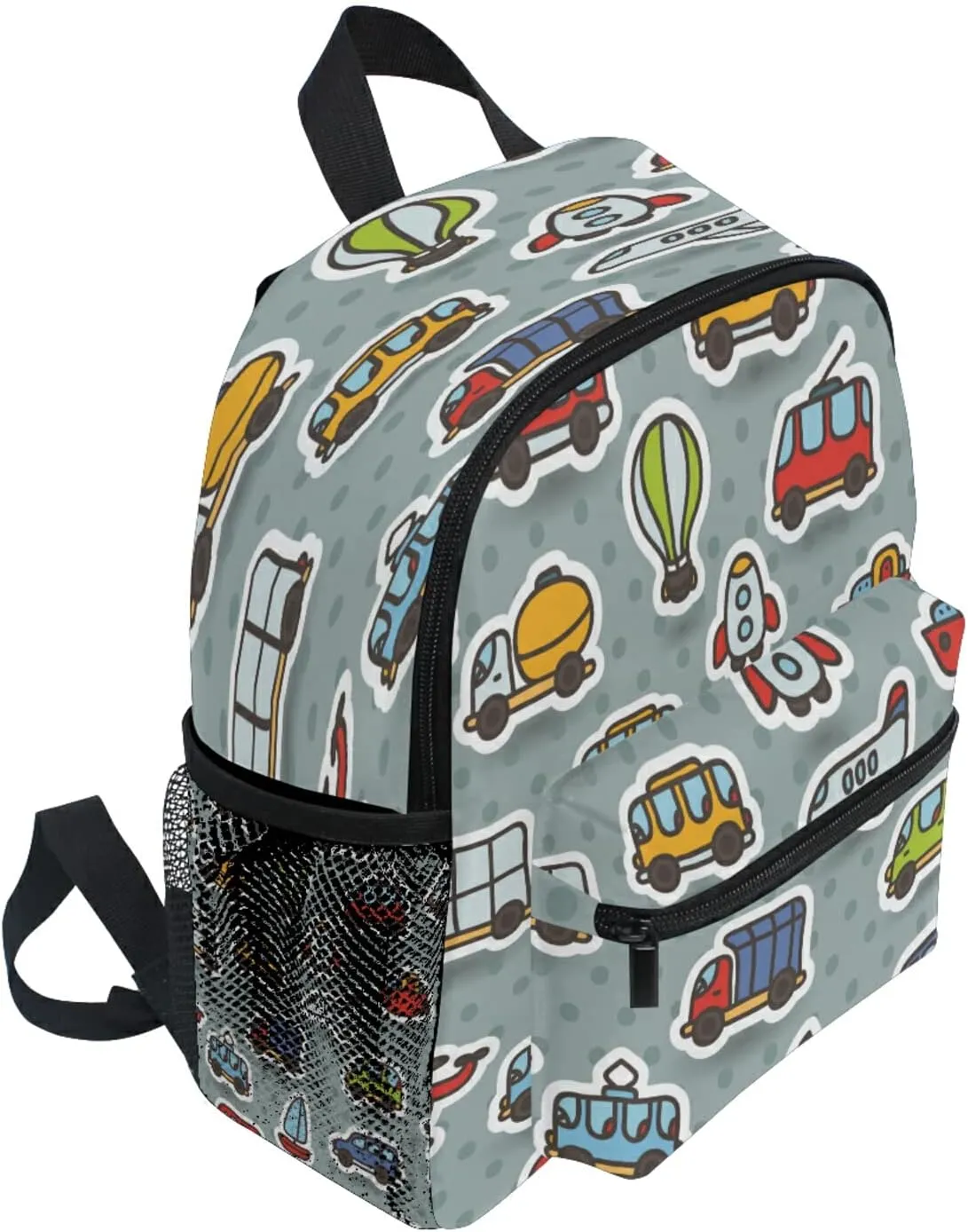 AUUXVA Bus Cars Taxi Rocket Boat Kids Toddler Backpack for Men Women,Preschool Shoulder Bag School Bookbag Backpack for Boy Girls Student Baby Diaper Bag Nursery Bag