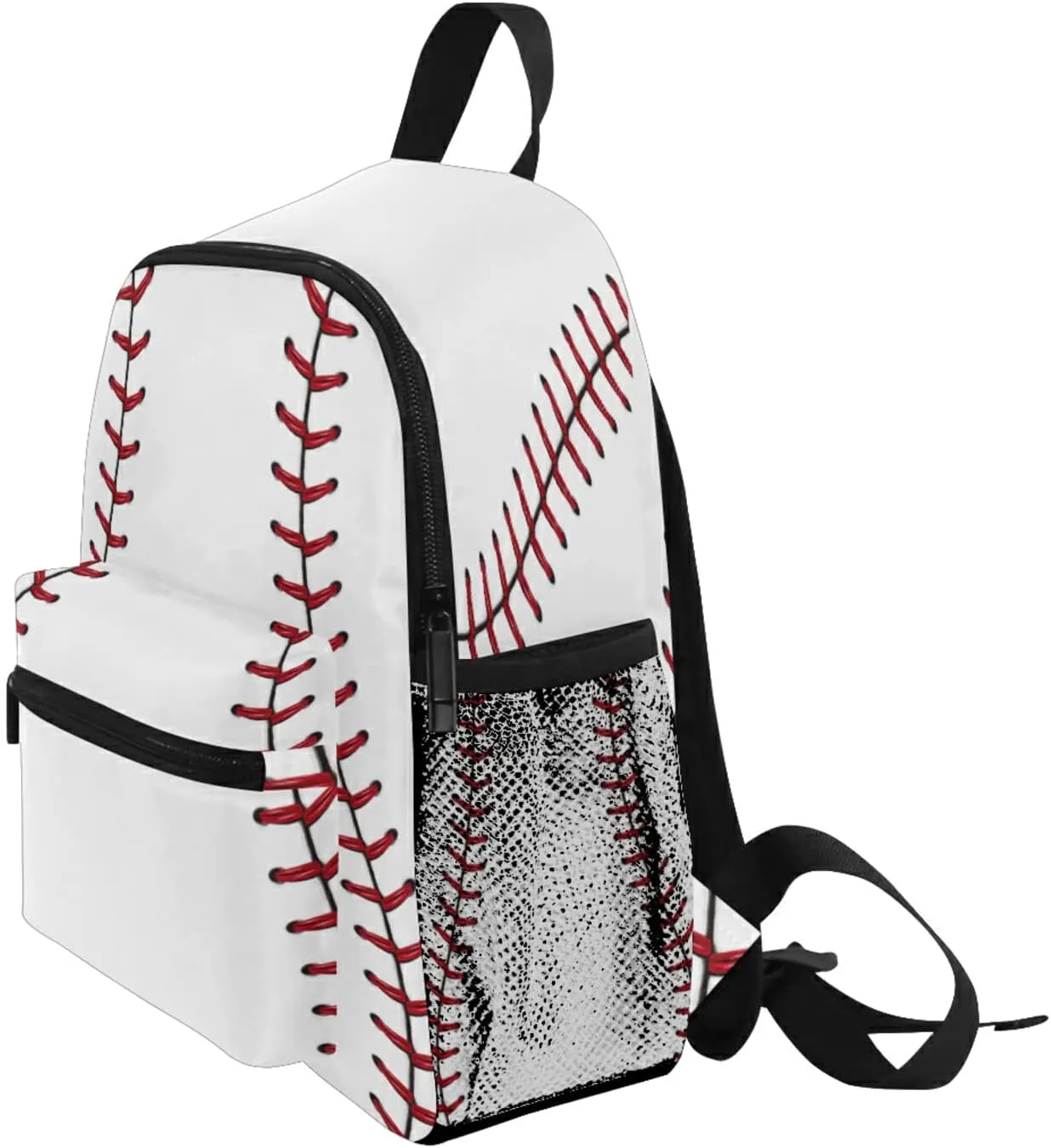 AUUXVA Kids Toddler Baseball Lace Sport Backpack, White, 10''x4x12'', 25L, Unisex, Preschool, Soft Shell, Daypack, Cotton, Water Resistant, Multiple Compartments, Chest Buckle