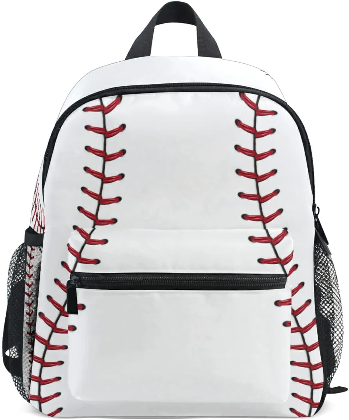 AUUXVA Kids Toddler Baseball Lace Sport Backpack, White, 10''x4x12'', 25L, Unisex, Preschool, Soft Shell, Daypack, Cotton, Water Resistant, Multiple Compartments, Chest Buckle