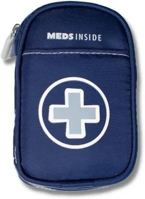 Auvi Q Case, Travel Medical Bag Small Medication Organizer Insulated Medicine Bag "Jake" Navy Blue Mini Medic Pouch Asthma Inhaler Case for Small Inhalers, Allergy Meds, Nasal Sprays and More