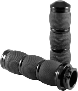Avon Black Anodized H-D with Throttle Slide Air Cushion Grips for 1981-2011 Har