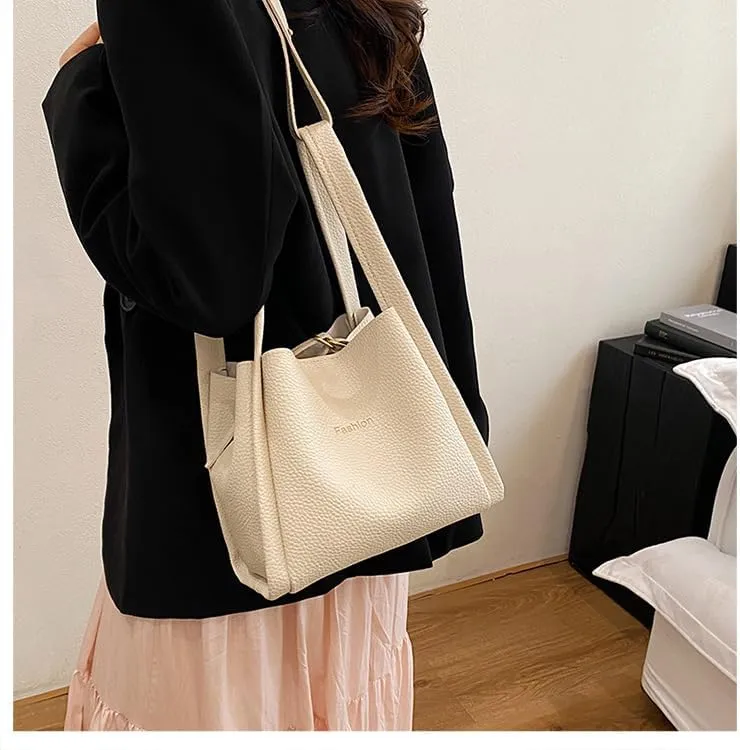 Axcone Vintage Bucket shaped Handbag - Large Capacity Casual Commuter Handbag with One Shoulder and Diagonal Span