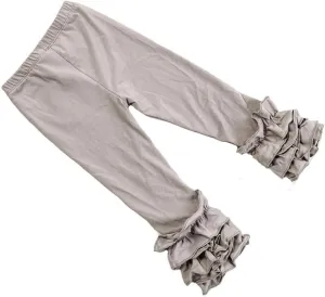 Baby Little Girls Solid Ruffles Cotton Shorts Pants (0-8 Years)