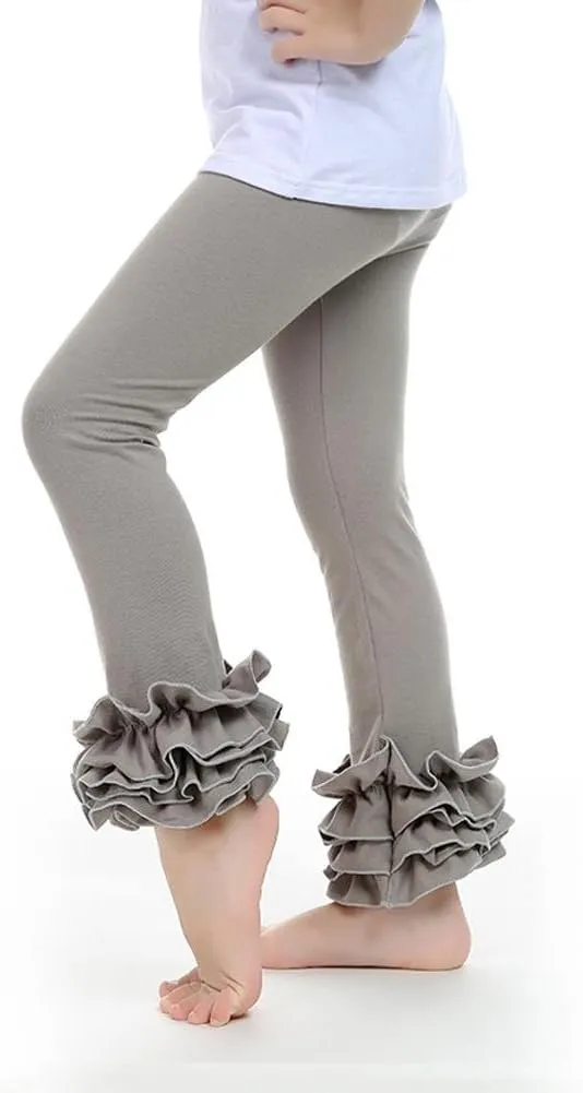 Baby Little Girls Solid Ruffles Cotton Shorts Pants (0-8 Years)