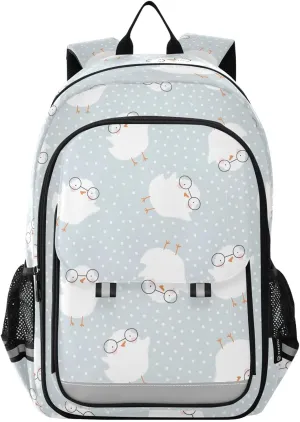 Backpack Cute White Chick School Shoulder Bag Lightweight Laptop Backpack Student Casual Travel Daypack
