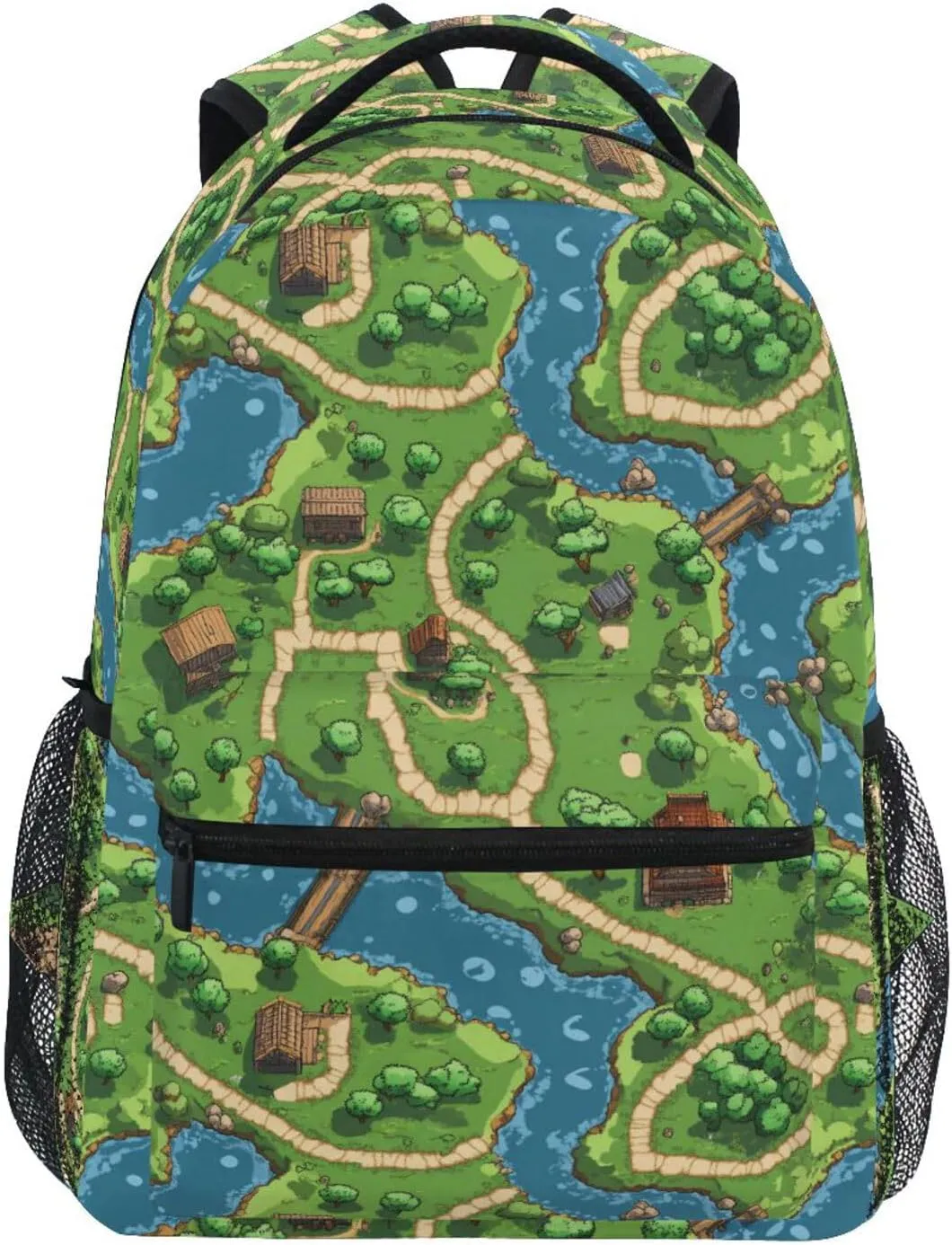 Backpack for Men Women Fashion Business Work Bag with Chest Strap for Travel Trip Game Map