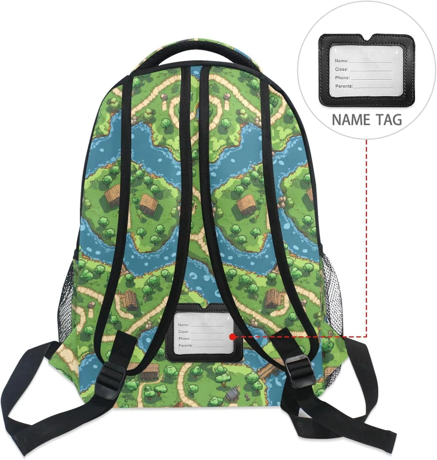 Backpack for Men Women Fashion Business Work Bag with Chest Strap for Travel Trip Game Map