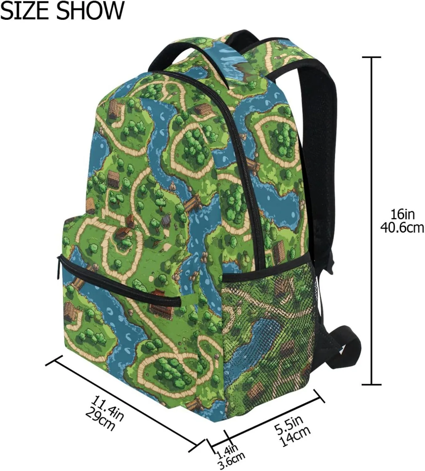 Backpack for Men Women Fashion Business Work Bag with Chest Strap for Travel Trip Game Map