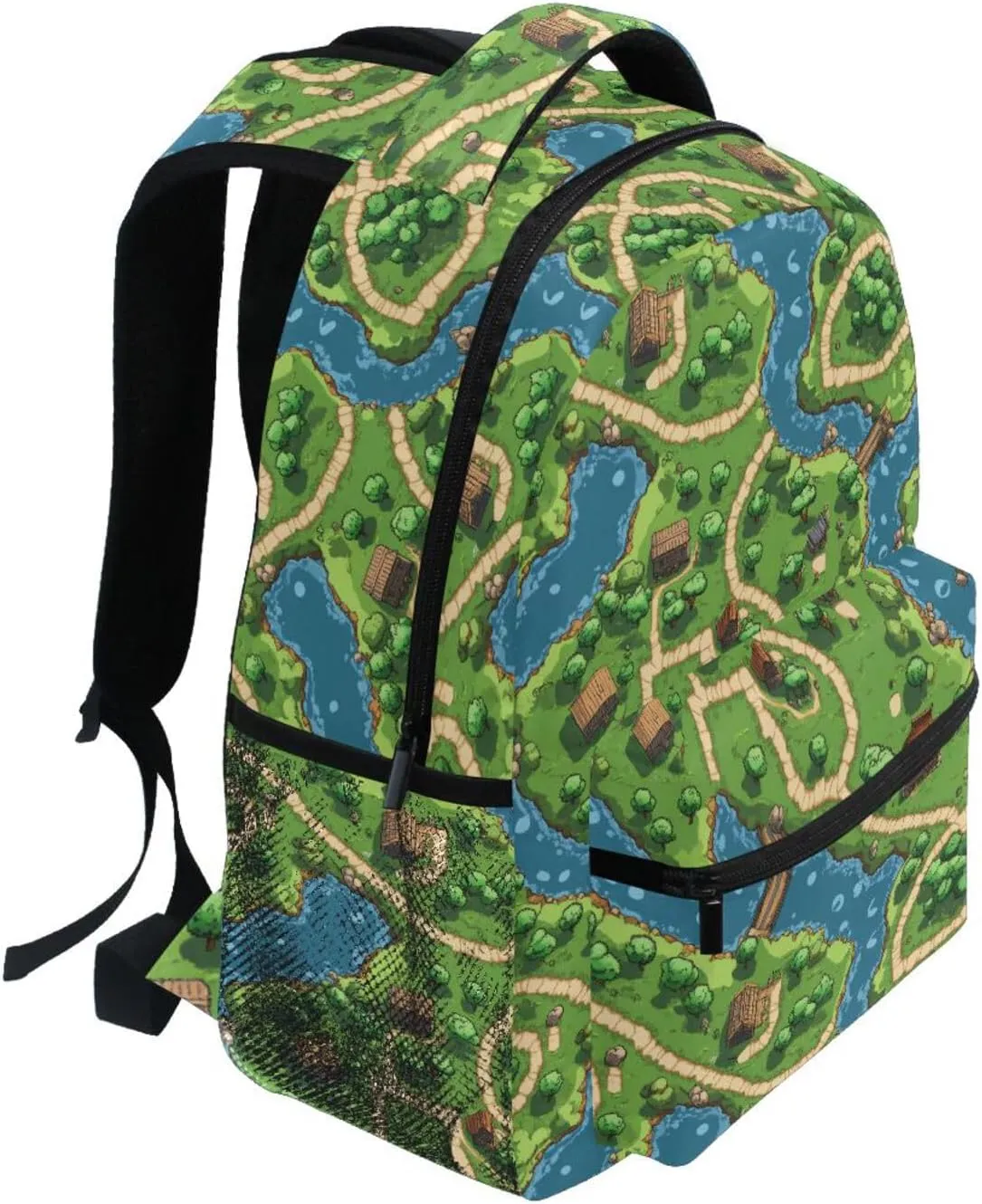 Backpack for Men Women Fashion Business Work Bag with Chest Strap for Travel Trip Game Map