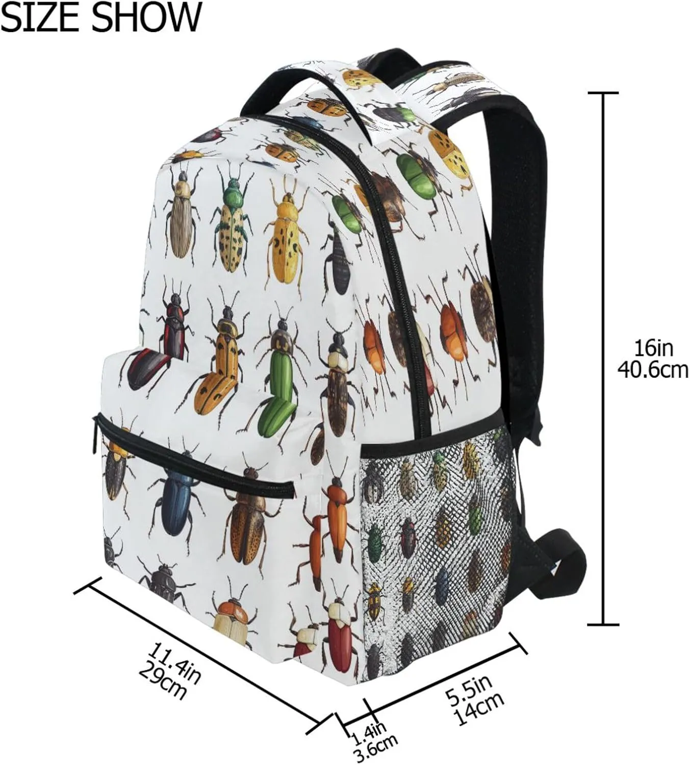 Backpack for Women Men Fashion School Bag with Chest Strap for Travel Trip Art Hylobatidae White