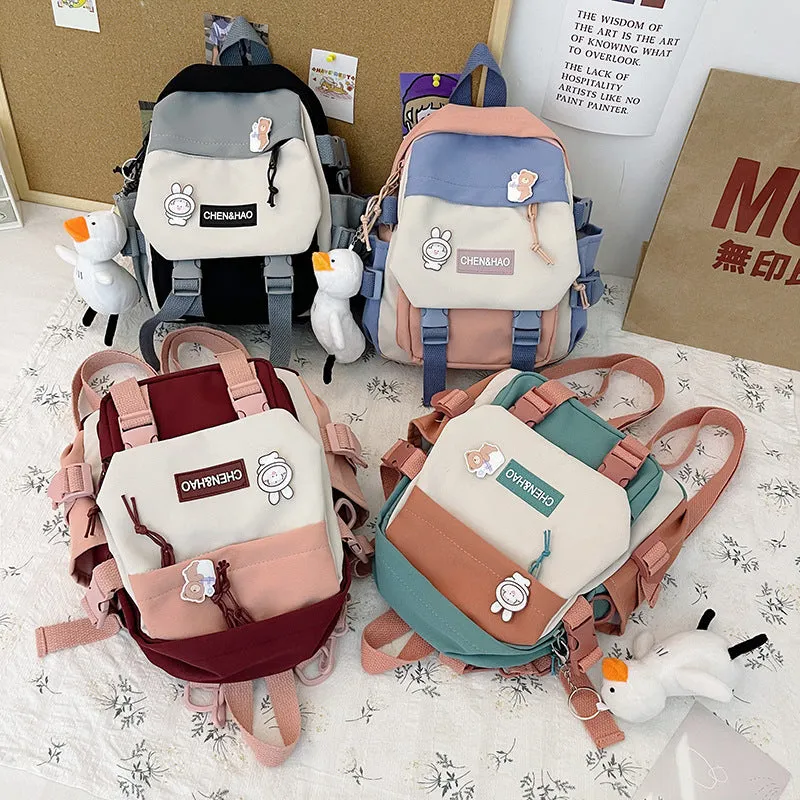 Backpack Korean Style Student Multi-pocket Fashion Backpack Junior High School Student College Schoolbag