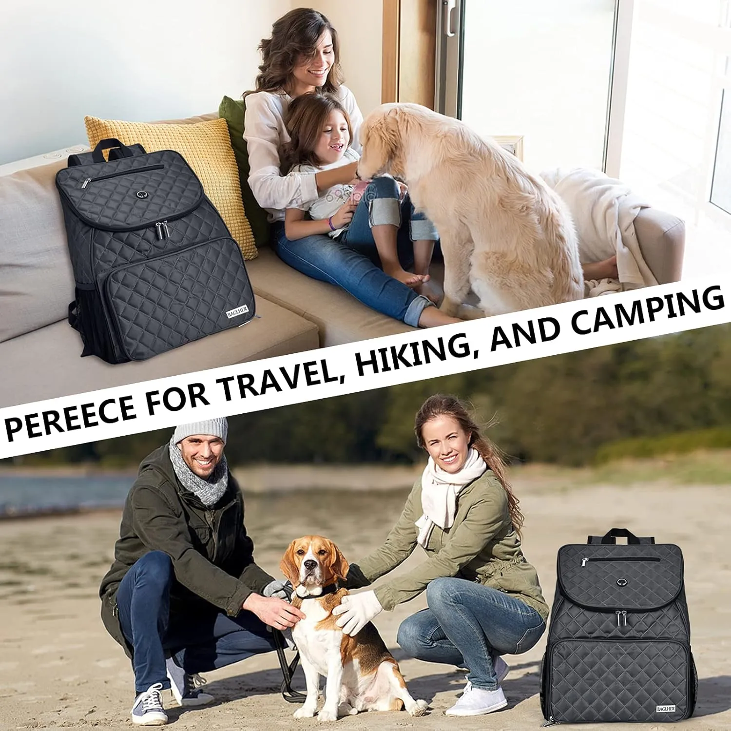 BAGLHER 丨Dog Travel Bag,Airline Approved Pet Supplies Backpack, Dog Travel Backpack with 2 Silicone Collapsible Bowls and 2 Food Baskets.