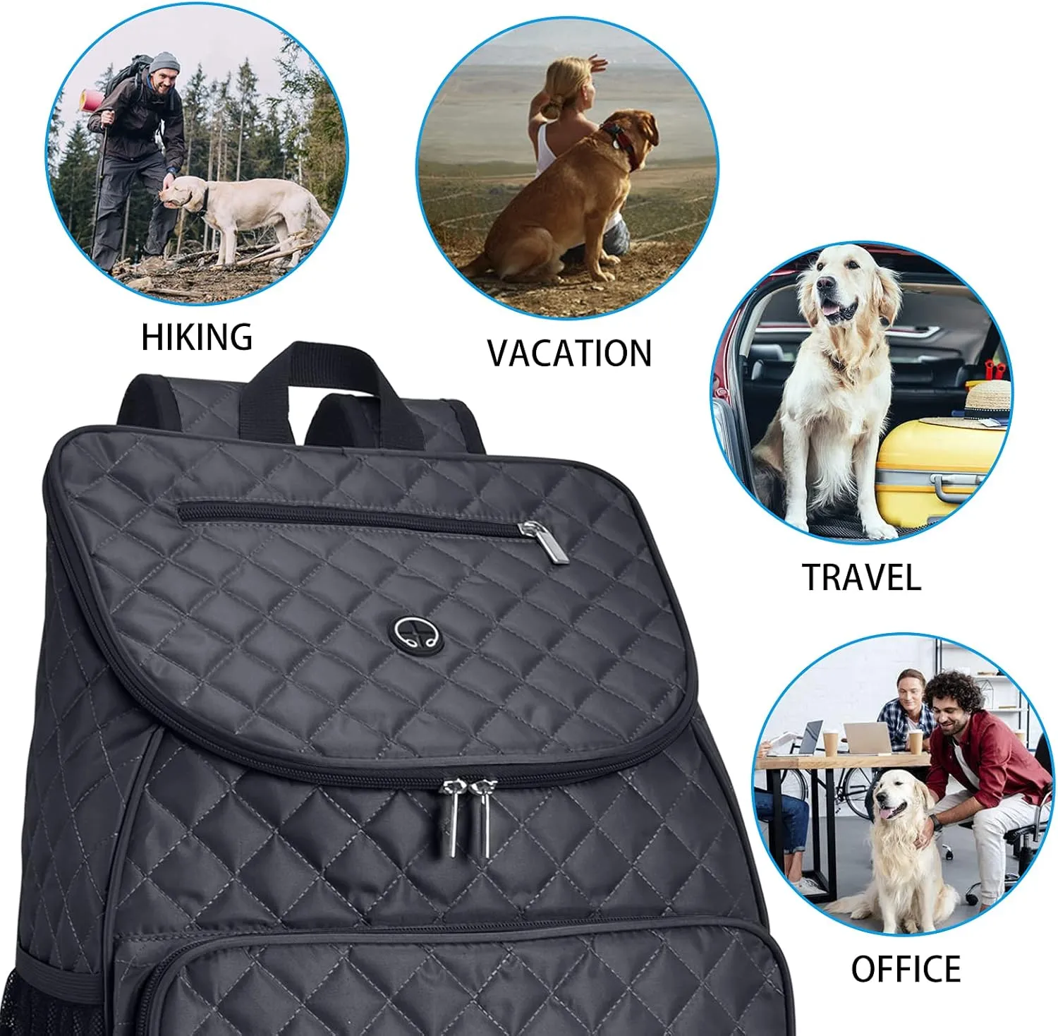 BAGLHER 丨Dog Travel Bag,Airline Approved Pet Supplies Backpack, Dog Travel Backpack with 2 Silicone Collapsible Bowls and 2 Food Baskets.