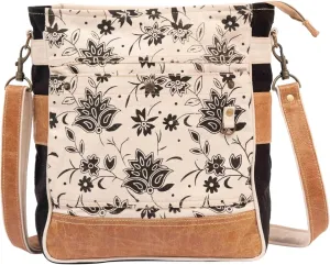 Bags SEL de MER Upcycled Blossom Print Canvas & Leather Shoulder Bag, Canvas Crossbody Bags for Women