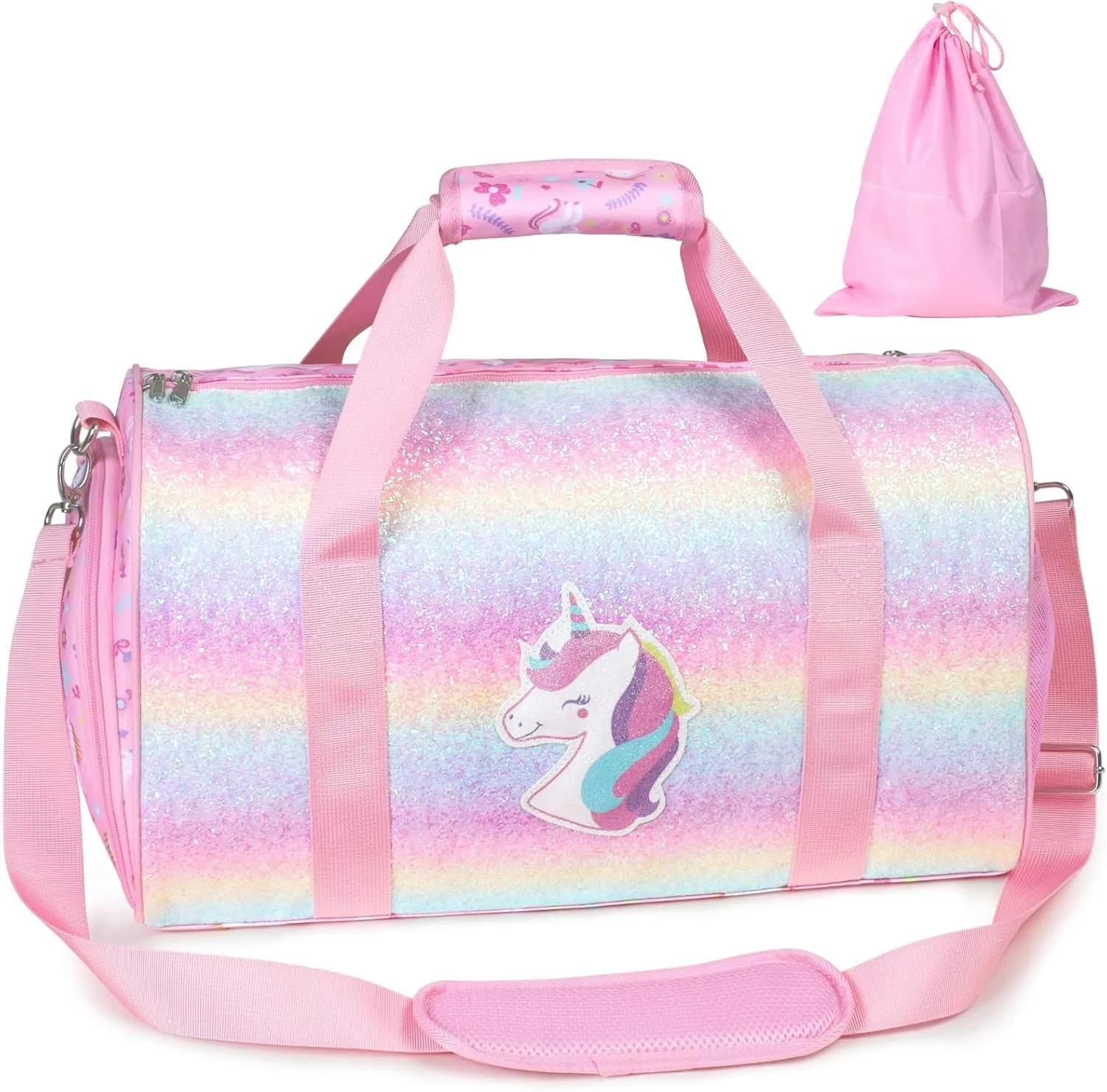 Bagseri Dance Bag for Girls - Ballet Duffle With Shoes Compartment for Kids Above 6yr, Overnight Travel Sleepover Bag With Dry Wet Separation Pockets