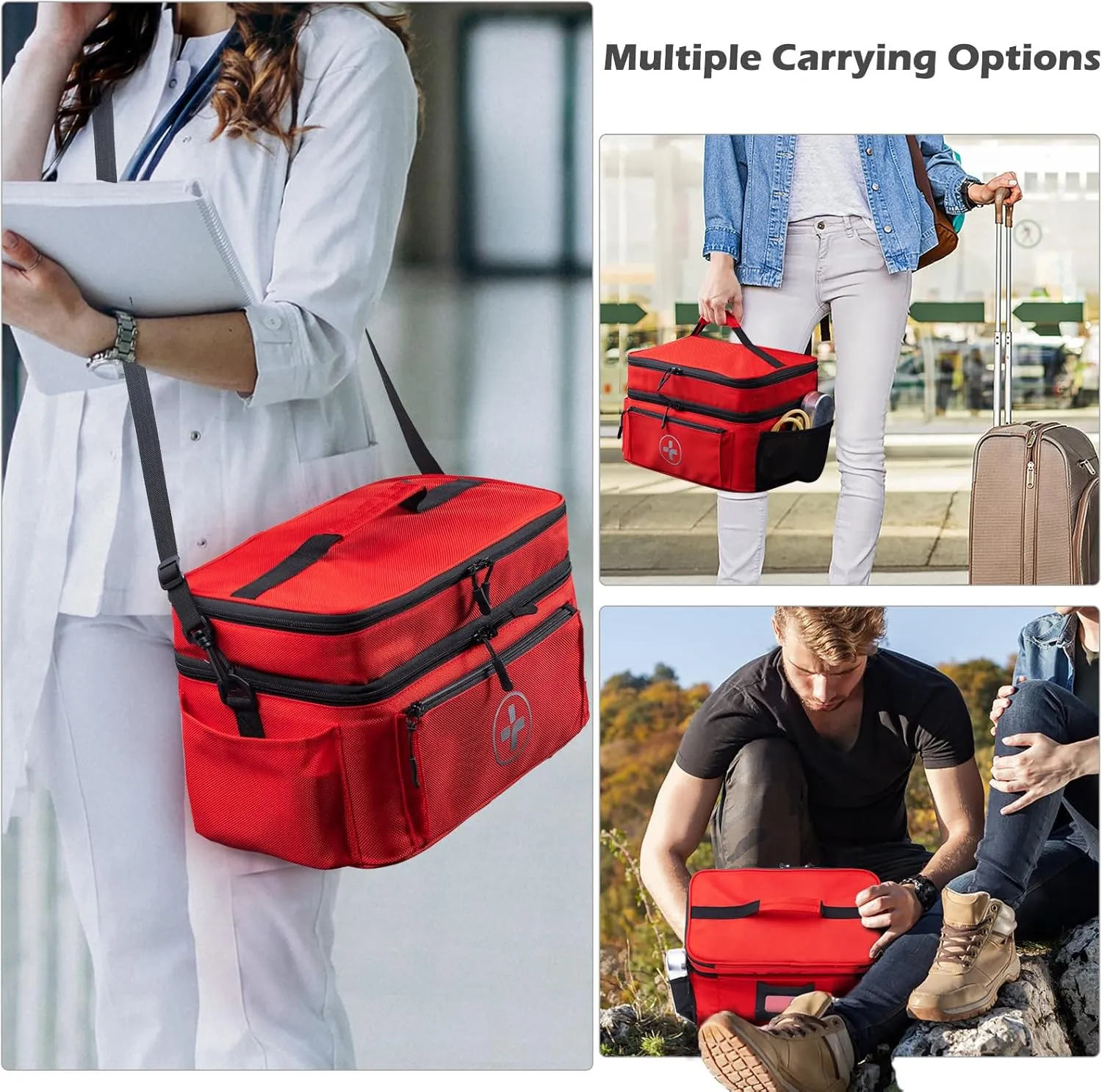 BAGSFY Travel Medicine Bag Organizer, Medical Bag Empty, Pill Bottle Organizer for Home, Large Medication Storage, Travel Carrying Case First Aid Kit Bags Empty, Emergency Kit.