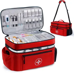 BAGSFY Travel Medicine Bag Organizer, Medical Bag Empty, Pill Bottle Organizer for Home, Large Medication Storage, Travel Carrying Case First Aid Kit Bags Empty, Emergency Kit.
