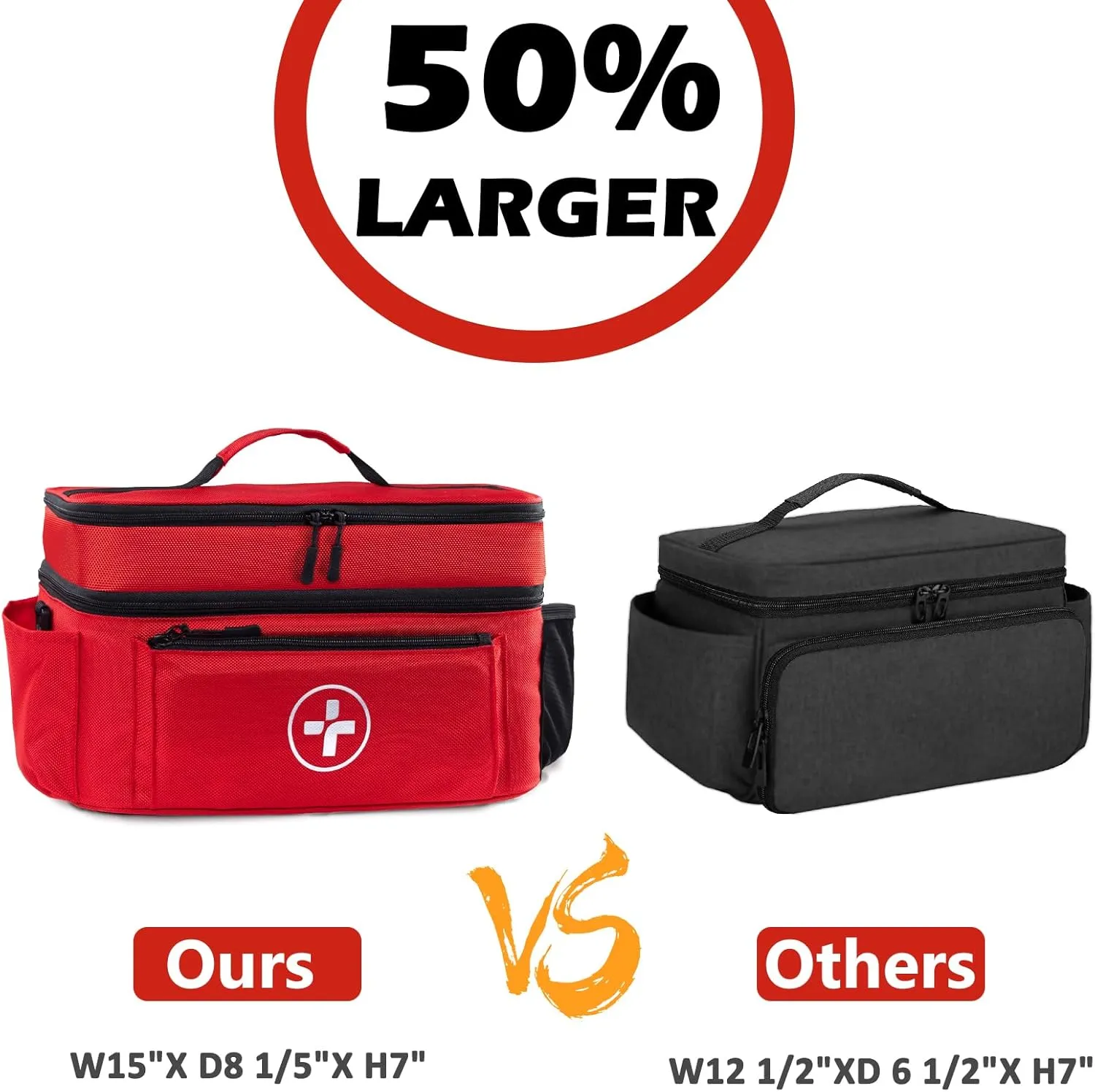 BAGSFY Travel Medicine Bag Organizer, Medical Bag Empty, Pill Bottle Organizer for Home, Large Medication Storage, Travel Carrying Case First Aid Kit Bags Empty, Emergency Kit.