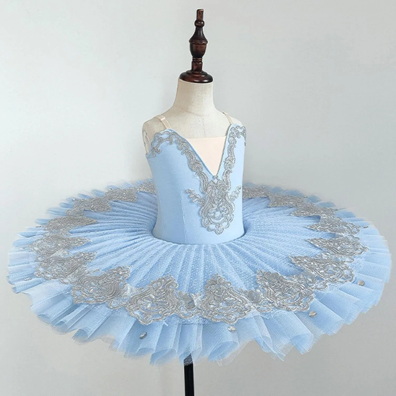 Ballet Leotards for Girls,Swan Lake Costume Dance Dresses,Pancake Platter Tutu Floral Print Hard Organdy Camisole Skirt