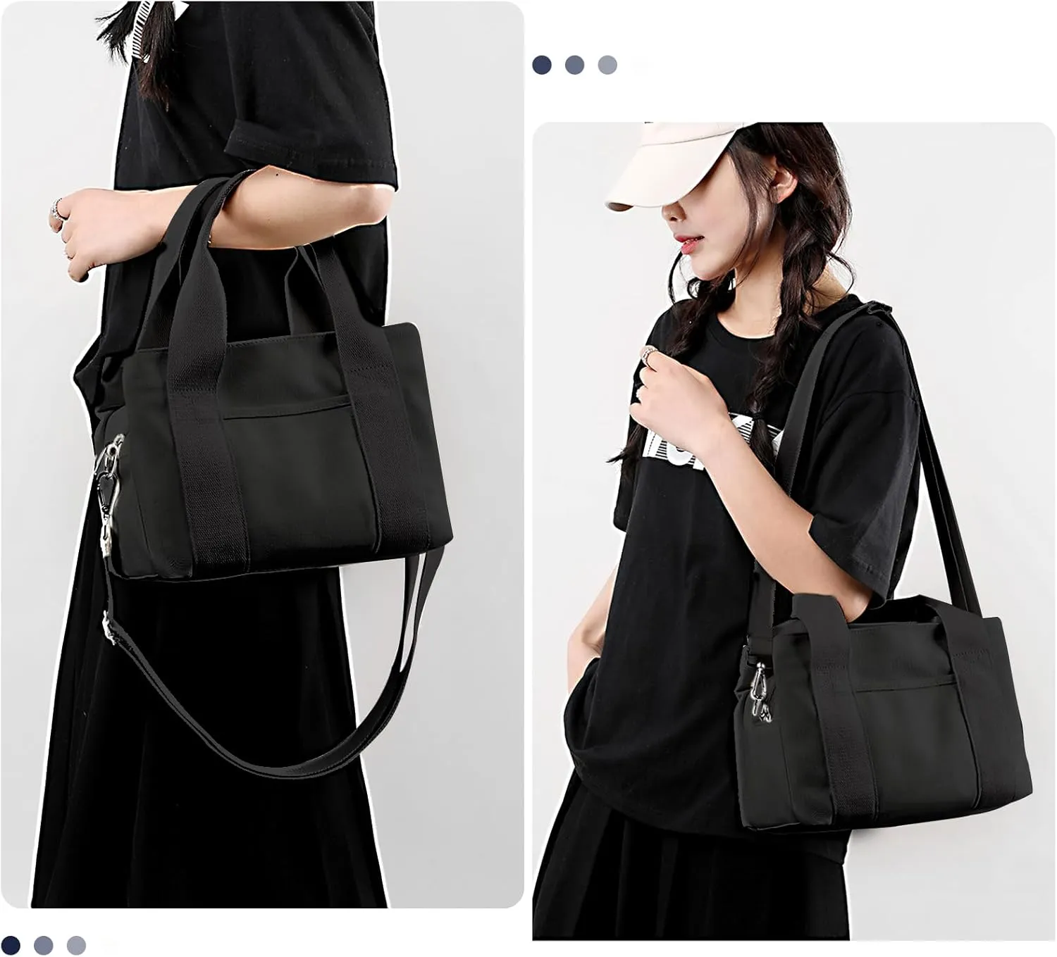 Barsine Canvas Tote Bag for Women Crossbody Shoulder Handbag with Compartments for Work Church College