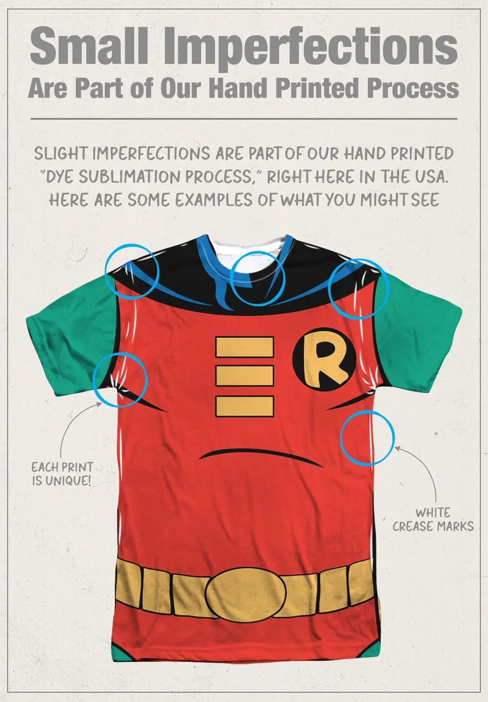 Batman The Animated Series Uniforms Collection Unisex Adult Sublimated Halloween Costume T Shirt (Front/Back)