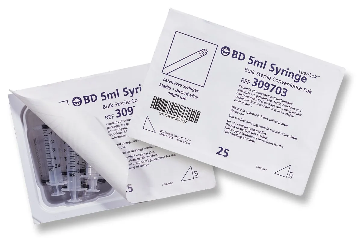 BD 305617 Luer-Lok Plastic Disposable Syringe Convenience Tray, 20mL Capacity (Case of 120)