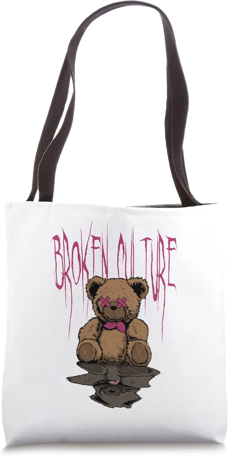 Bear Streetwear Urban Street Wear Broken Culture ART ON BACK Tote Bag
