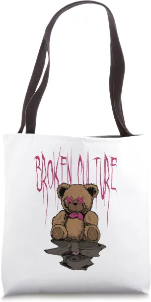 Bear Streetwear Urban Street Wear Broken Culture ART ON BACK Tote Bag
