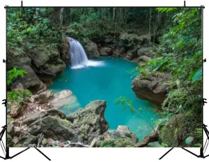 Beautiful Waterfall Tropical Jamaica Photography Backdrop Photographer Portrait Banner Photo Studio Photobooth Prop Photography Background Decoration Supplies 7×5ft