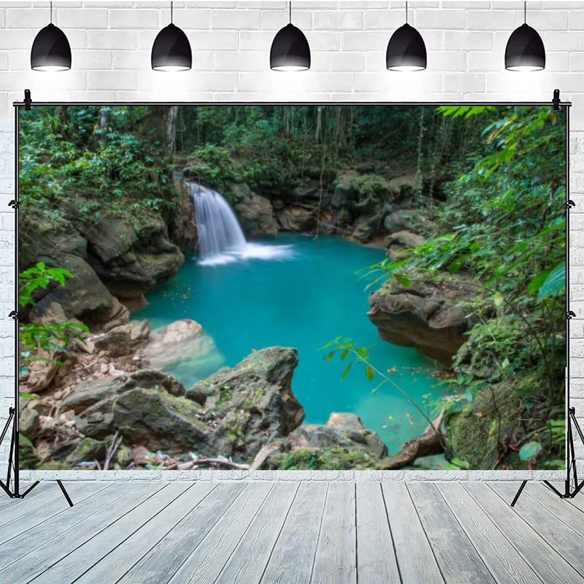 Beautiful Waterfall Tropical Jamaica Photography Backdrop Photographer Portrait Banner Photo Studio Photobooth Prop Photography Background Decoration Supplies 7×5ft
