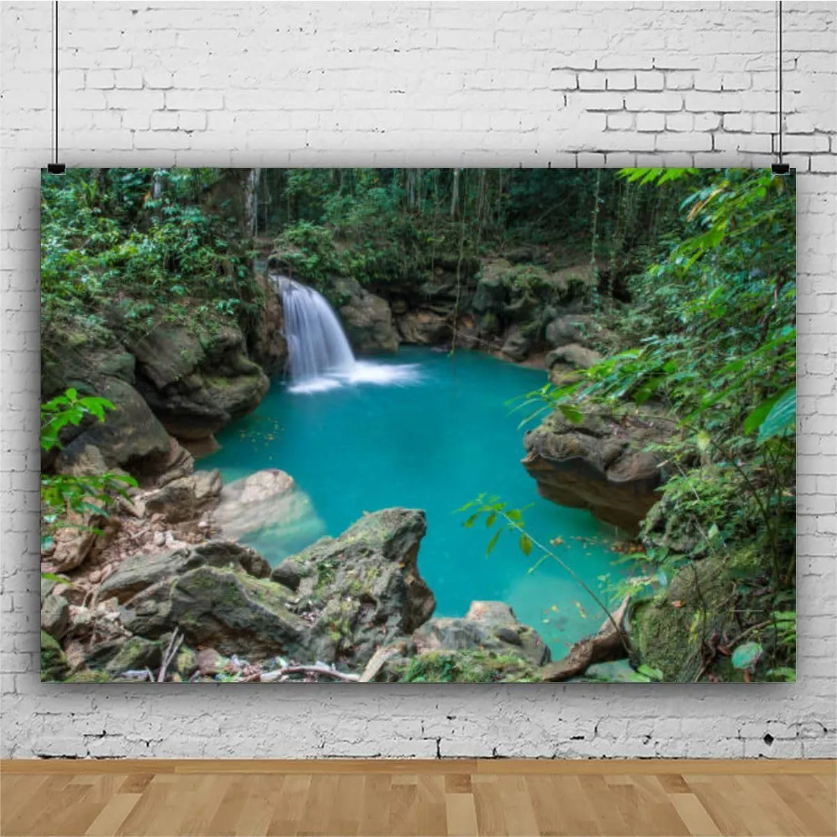 Beautiful Waterfall Tropical Jamaica Photography Backdrop Photographer Portrait Banner Photo Studio Photobooth Prop Photography Background Decoration Supplies 7×5ft