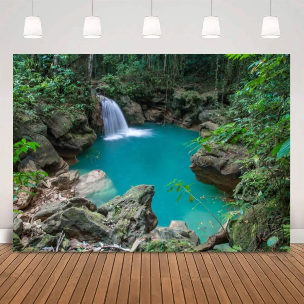 Beautiful Waterfall Tropical Jamaica Photography Backdrop Photographer Portrait Banner Photo Studio Photobooth Prop Photography Background Decoration Supplies 7×5ft