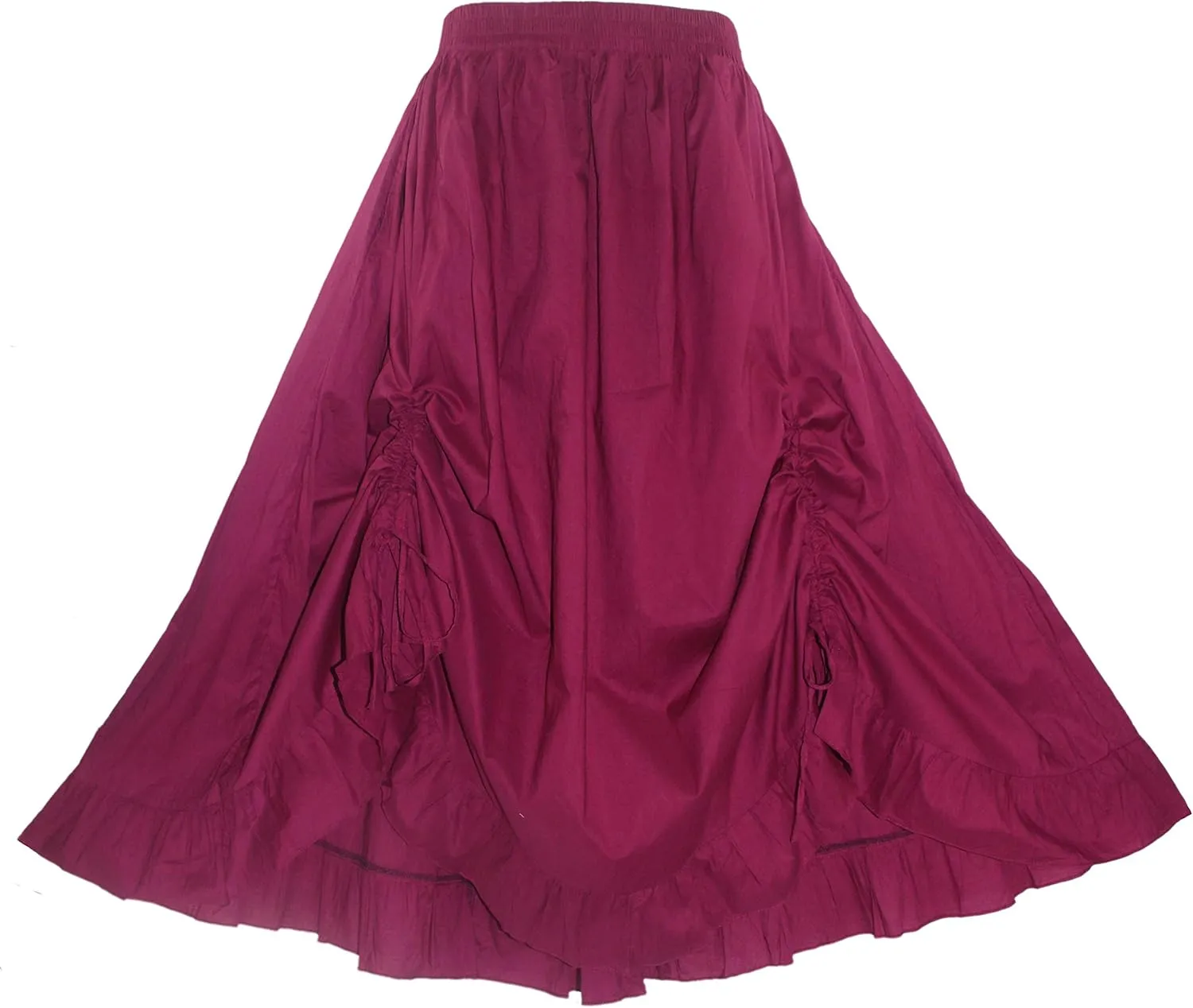 Beautybatik Women Cotton Boho Gypsy Long Maxi Victorian Renaissance Plus Size Flare Skirt 1X 2X 3X