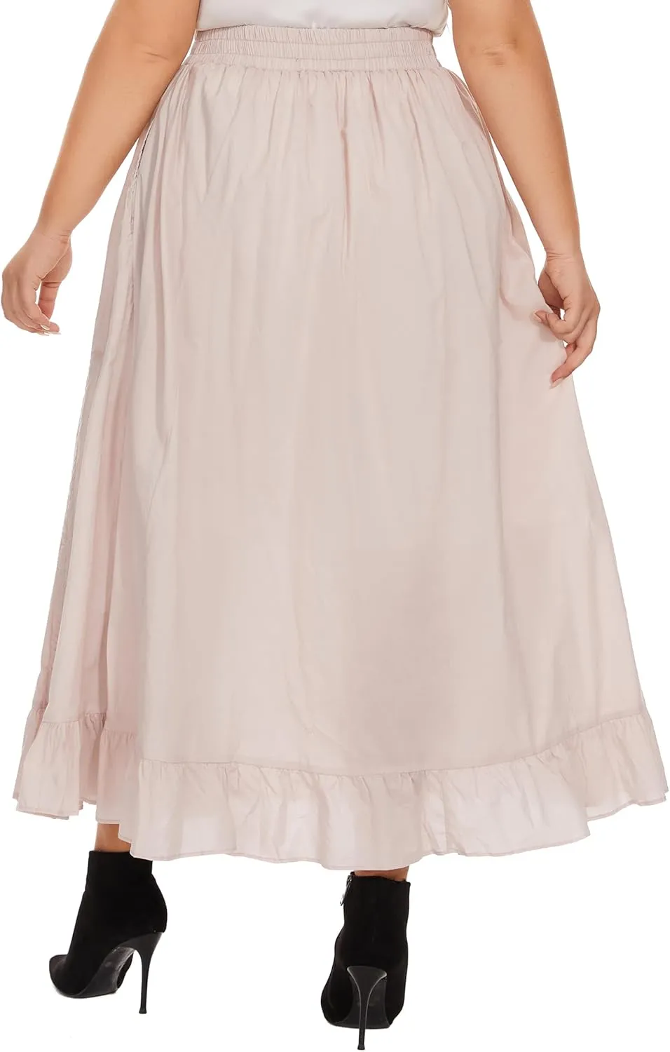 Beautybatik Women Cotton Boho Gypsy Long Maxi Victorian Renaissance Plus Size Flare Skirt 1X 2X 3X