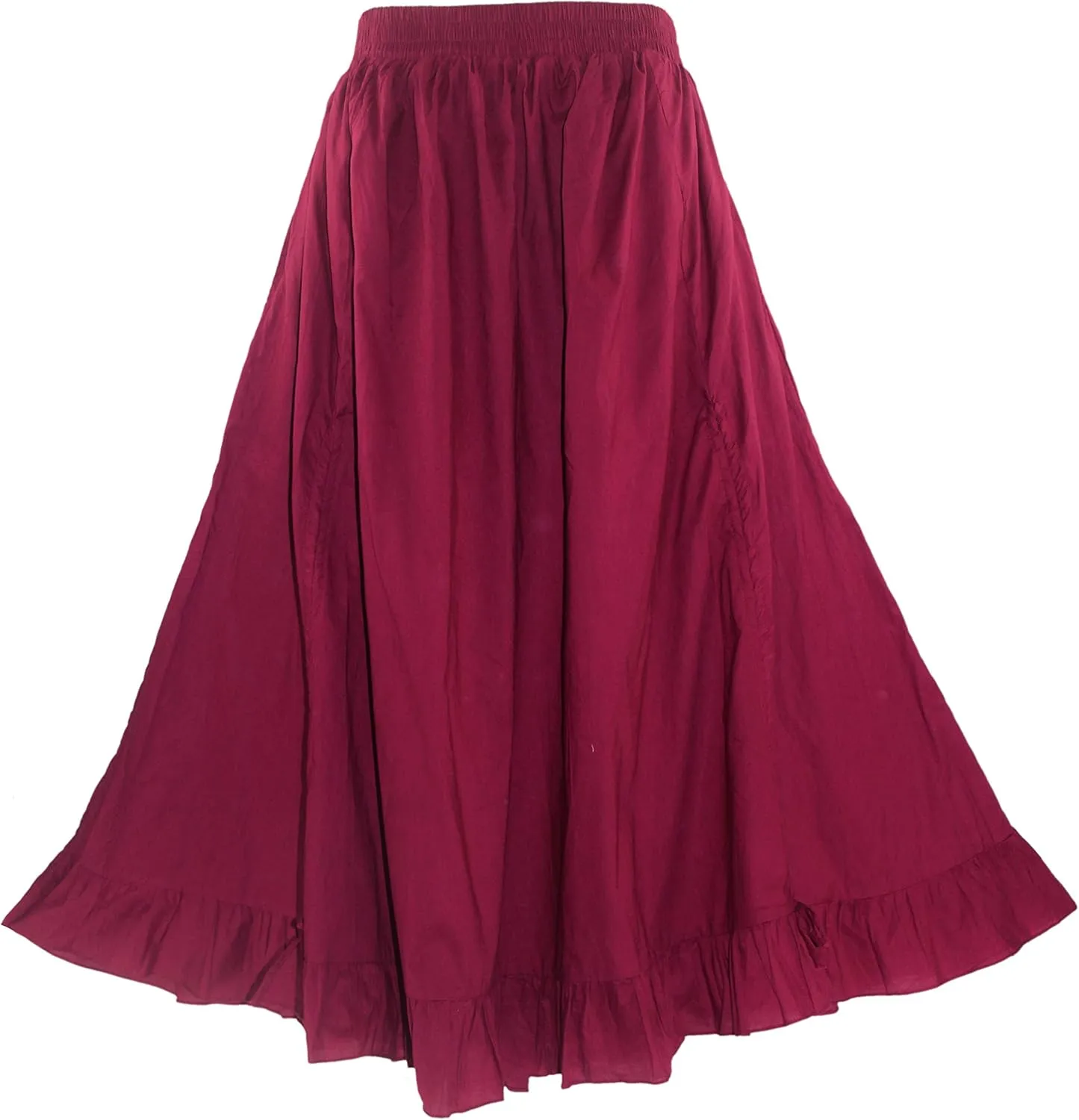 Beautybatik Women Cotton Boho Gypsy Long Maxi Victorian Renaissance Plus Size Flare Skirt 1X 2X 3X