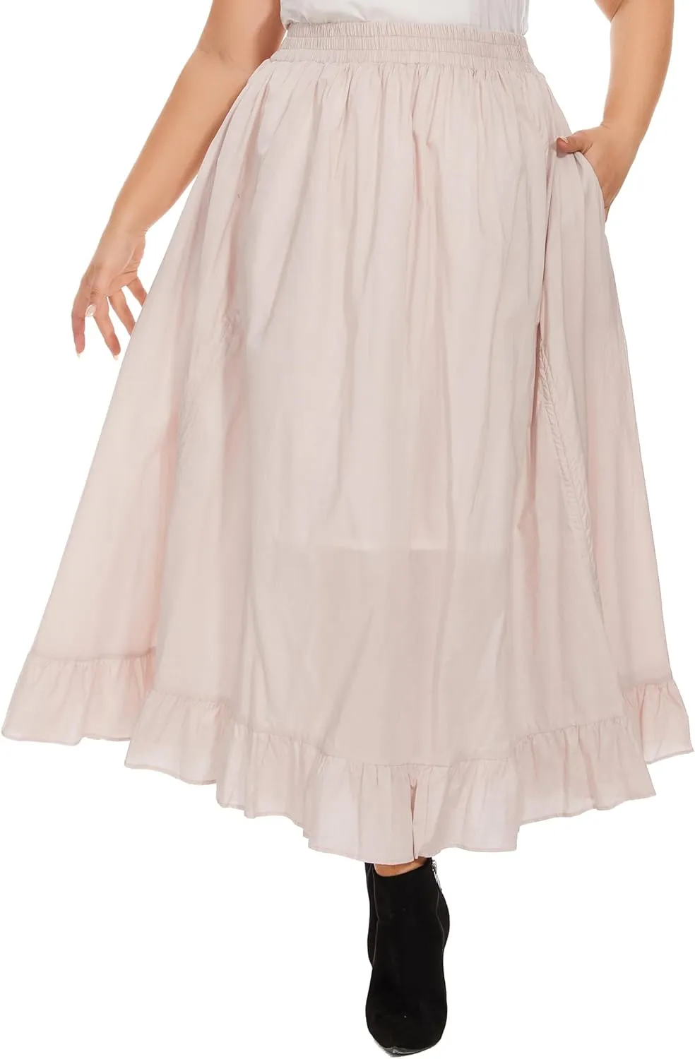 Beautybatik Women Cotton Boho Gypsy Long Maxi Victorian Renaissance Plus Size Flare Skirt 1X 2X 3X