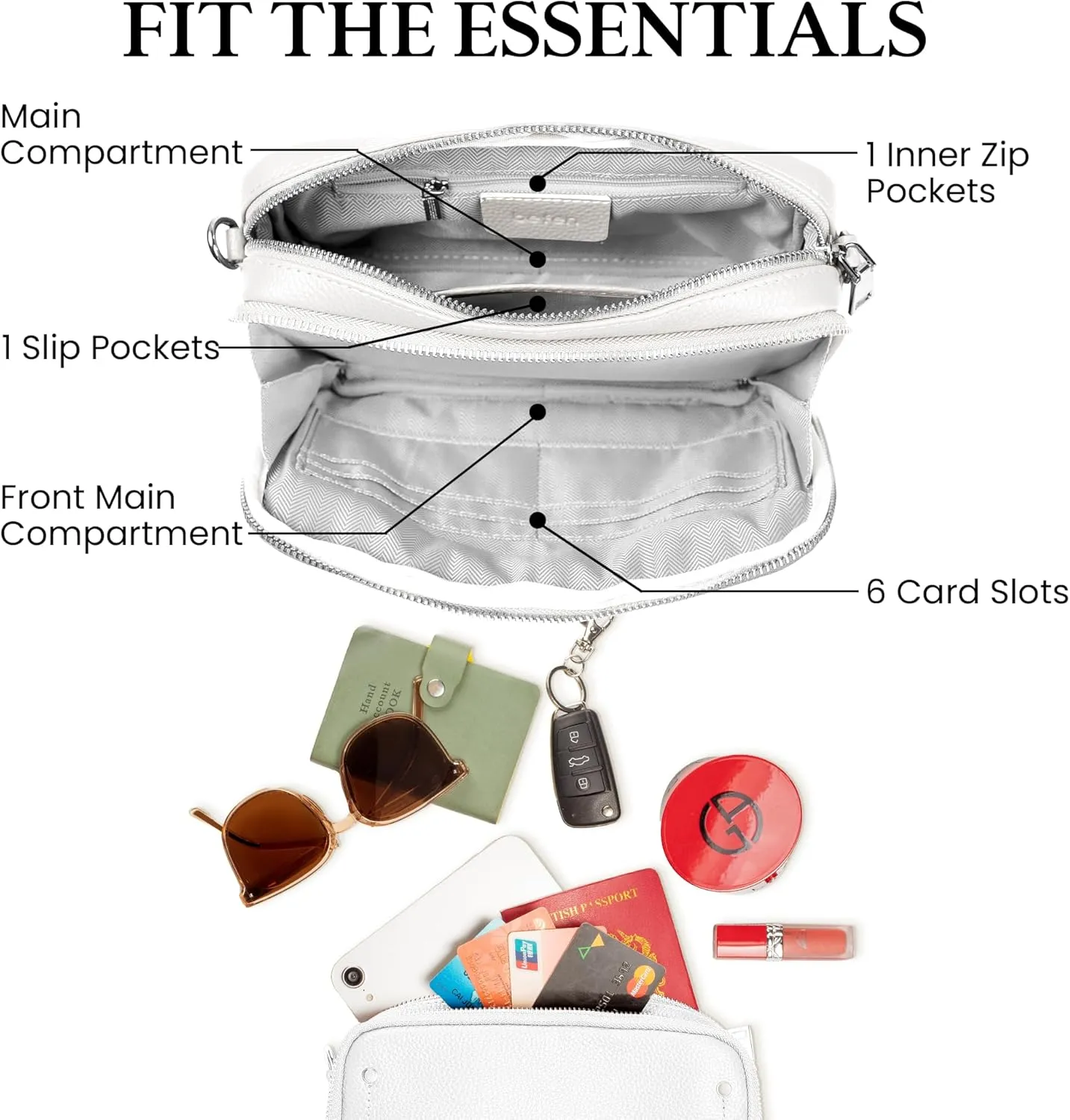 befen Genuine Leather Crossbody Bags for Women, Purses with Built in RFID Wallet Woman Camera Shoulder Bag Handbags