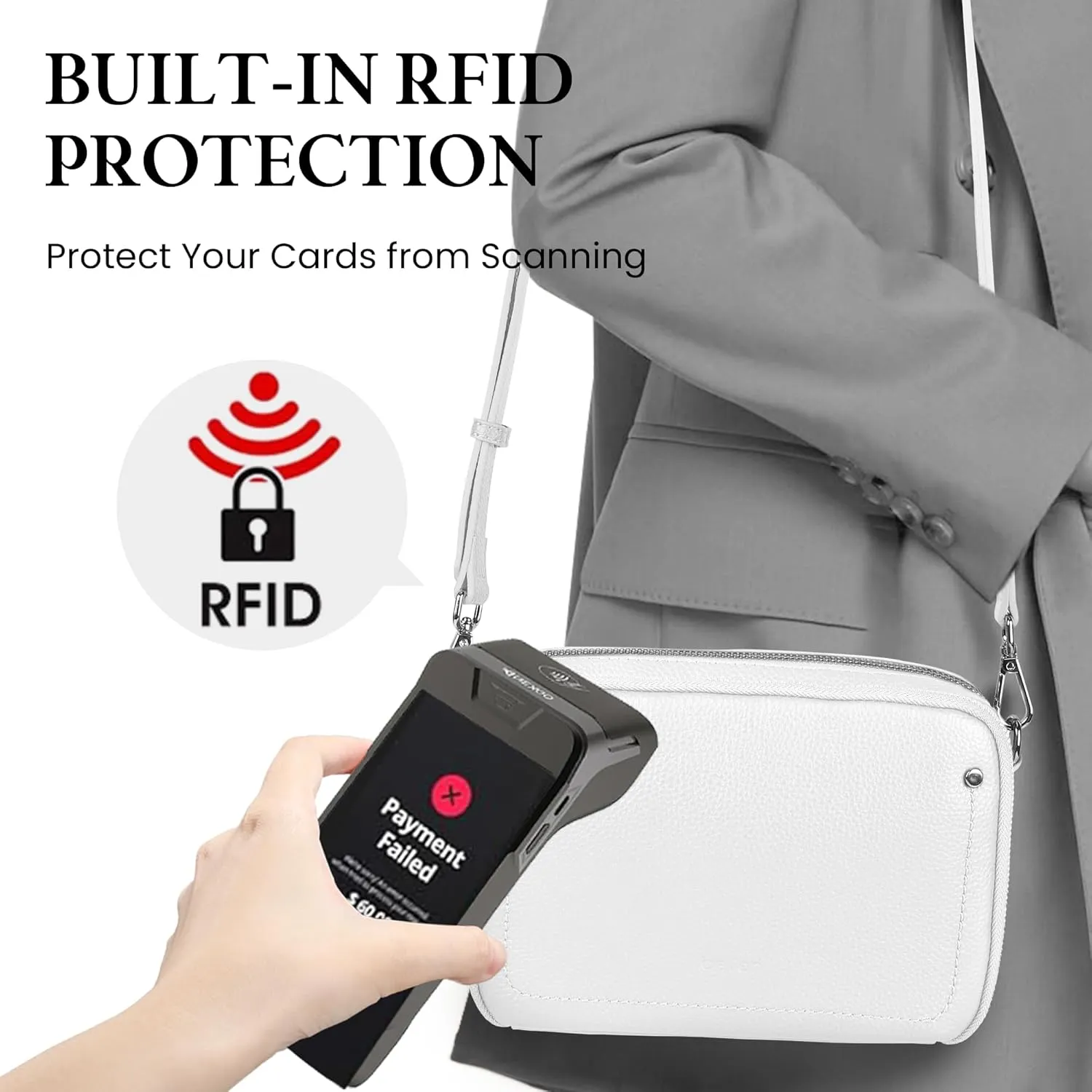 befen Genuine Leather Crossbody Bags for Women, Purses with Built in RFID Wallet Woman Camera Shoulder Bag Handbags
