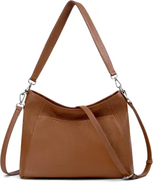 befen Genuine Leather Hobo Bag for Women, Genuine Leather Purse for Women Trendy Soft Handbags with 2 Straps