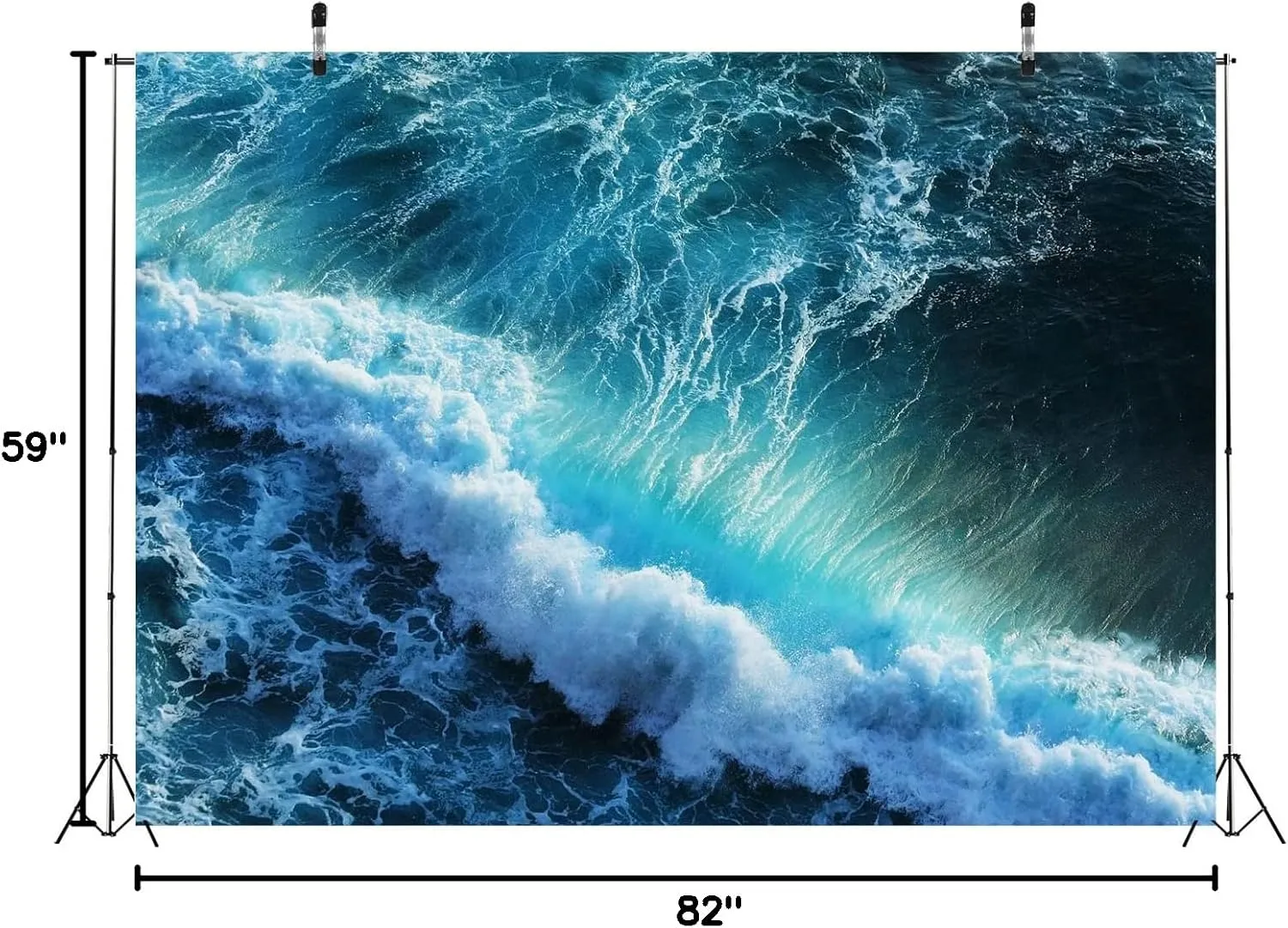 BELECO 7x5ft Fabric Ocean Waves Photography Backdrop Tropical Summer Blue Sea Splashing Wave Backdrop Surfing Wave Water Sport Background Children Baby Surfing Birthday Party Photoshoot Props
