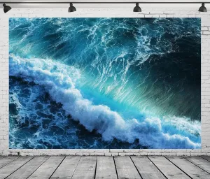 BELECO 7x5ft Fabric Ocean Waves Photography Backdrop Tropical Summer Blue Sea Splashing Wave Backdrop Surfing Wave Water Sport Background Children Baby Surfing Birthday Party Photoshoot Props